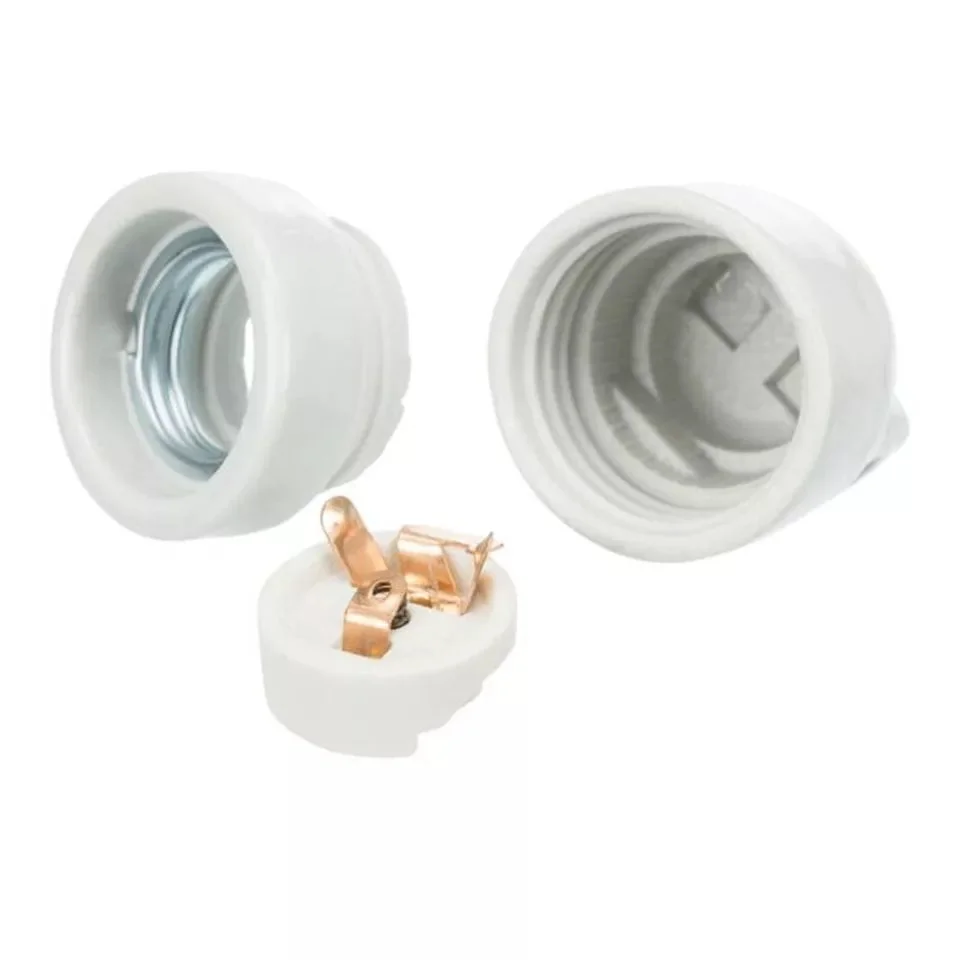 White metal E27 Edison socket lamp holder, modern design, suitable for 110‑240V, 60W bulbs