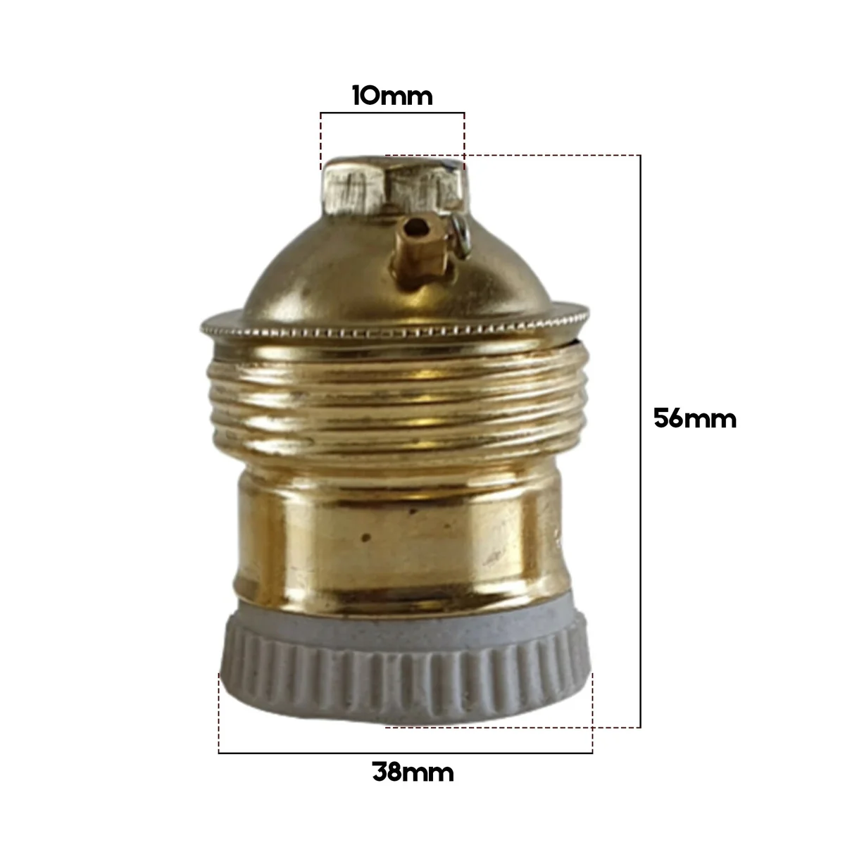 Self-locking lamp socket in satine nickel, vintage Edison style, metal alloy plated, 56mm height, 38mm diameter.