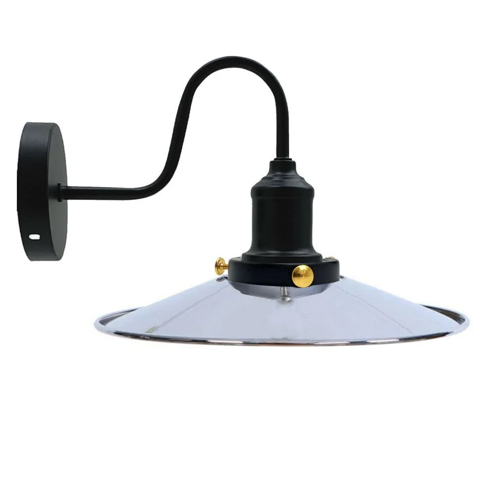 Minimalist wall sconce with matte metal cone pendant, white interior hood, 22cm shade, 10cm diameter, 13.5cm arm length