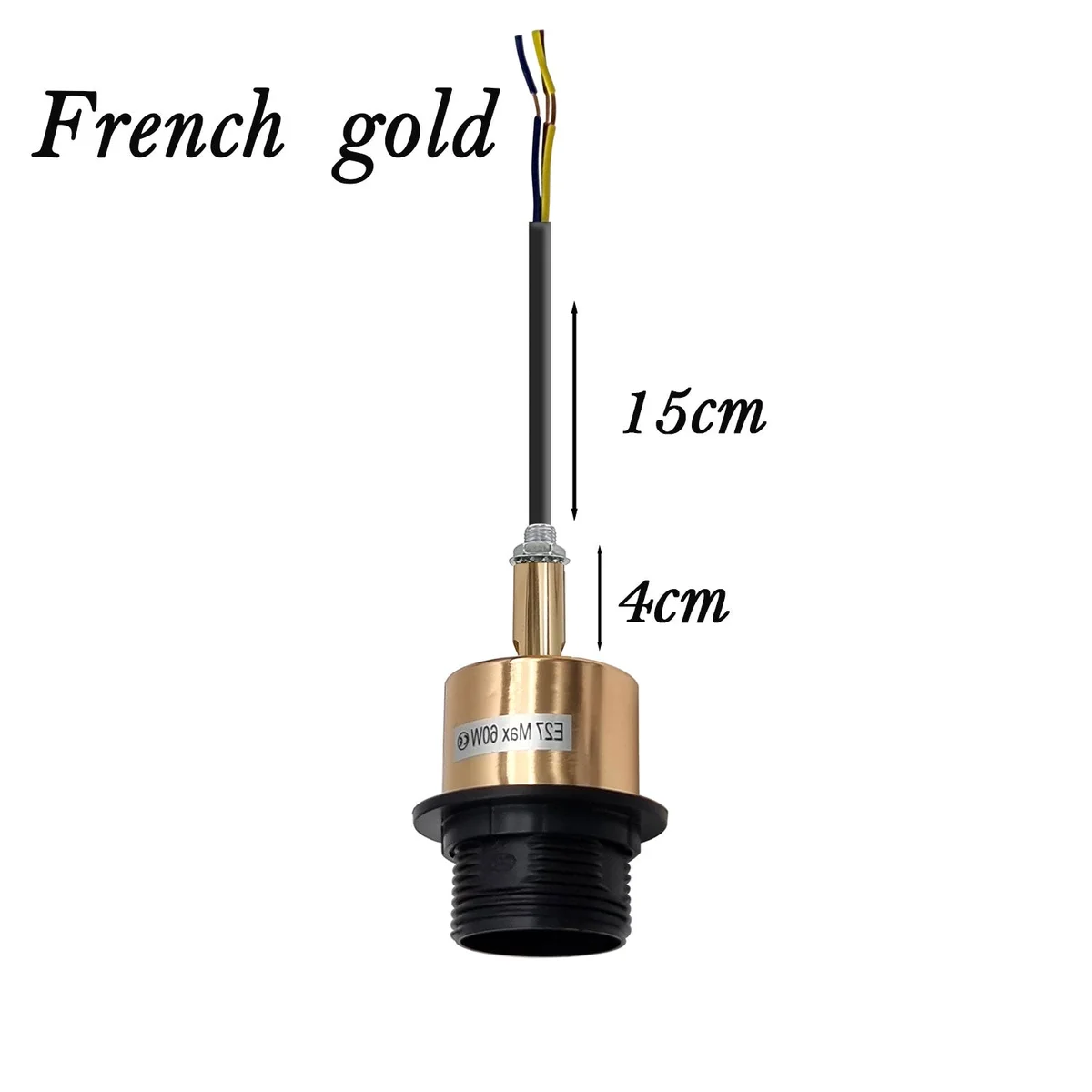 Metal vintage style E27 lamp holder with exposed E27 base, suitable for 110-240V indoor lamps.