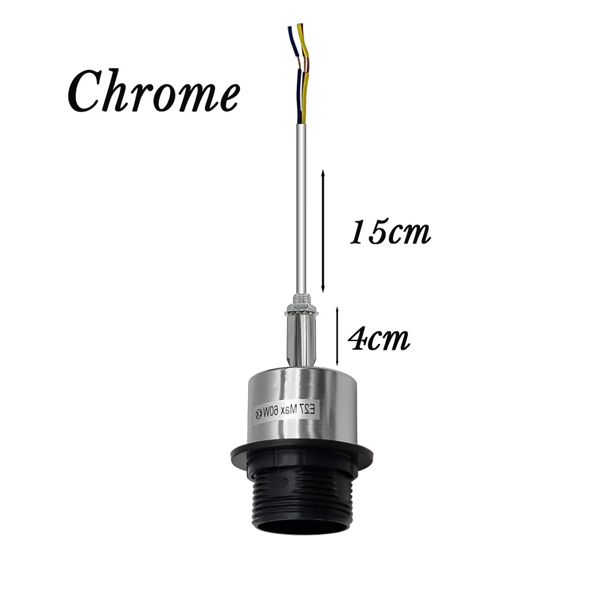 E27 bulb holder in metal vintage socket with exposed screw thread, ready for installation in an indoor lamp.
