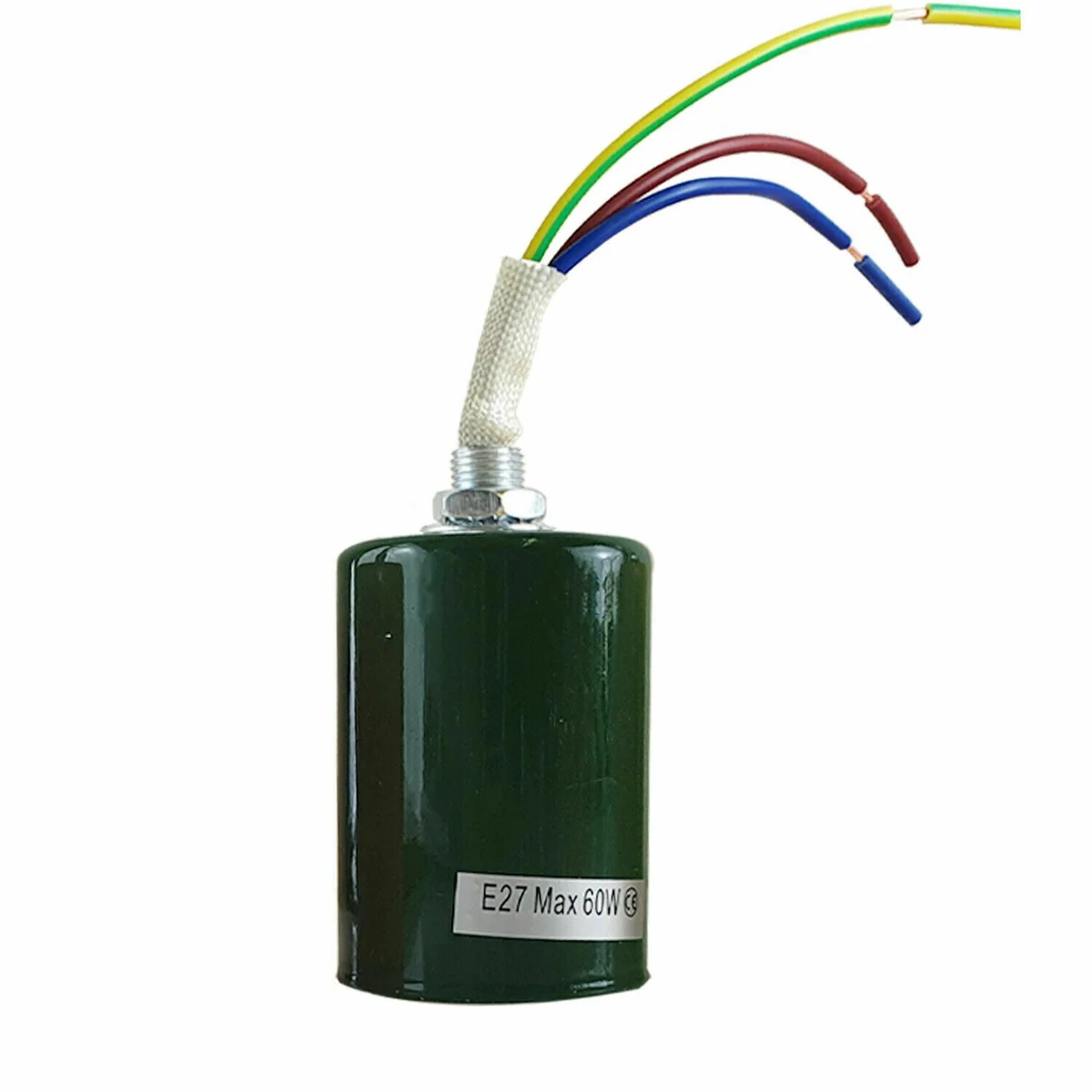 Vintage e27 metal industrial lamp holder with exposed metal finish and standard screw socket.