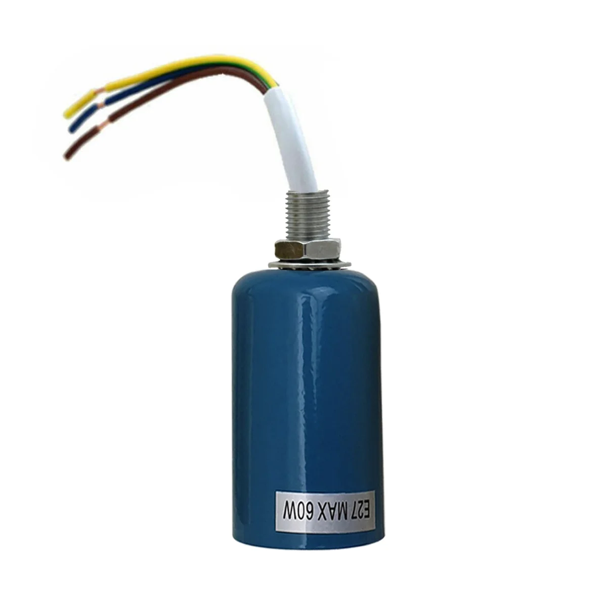 Industrial lamp holder with exposed metal finish and E27 Edison screw, showcasing vintage industrial design.