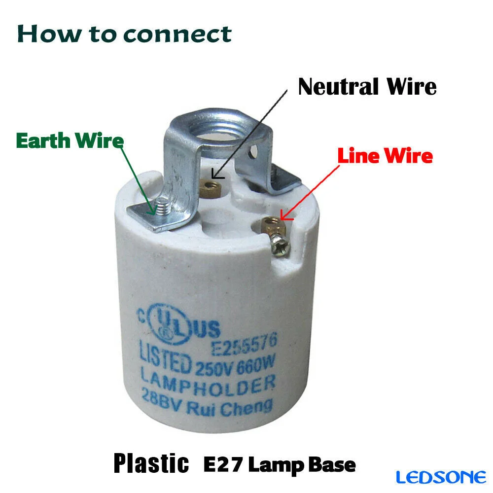 Metal vintage style E27 lamp holder with support mount for exposed bulb, suitable for indoor vintage fixtures