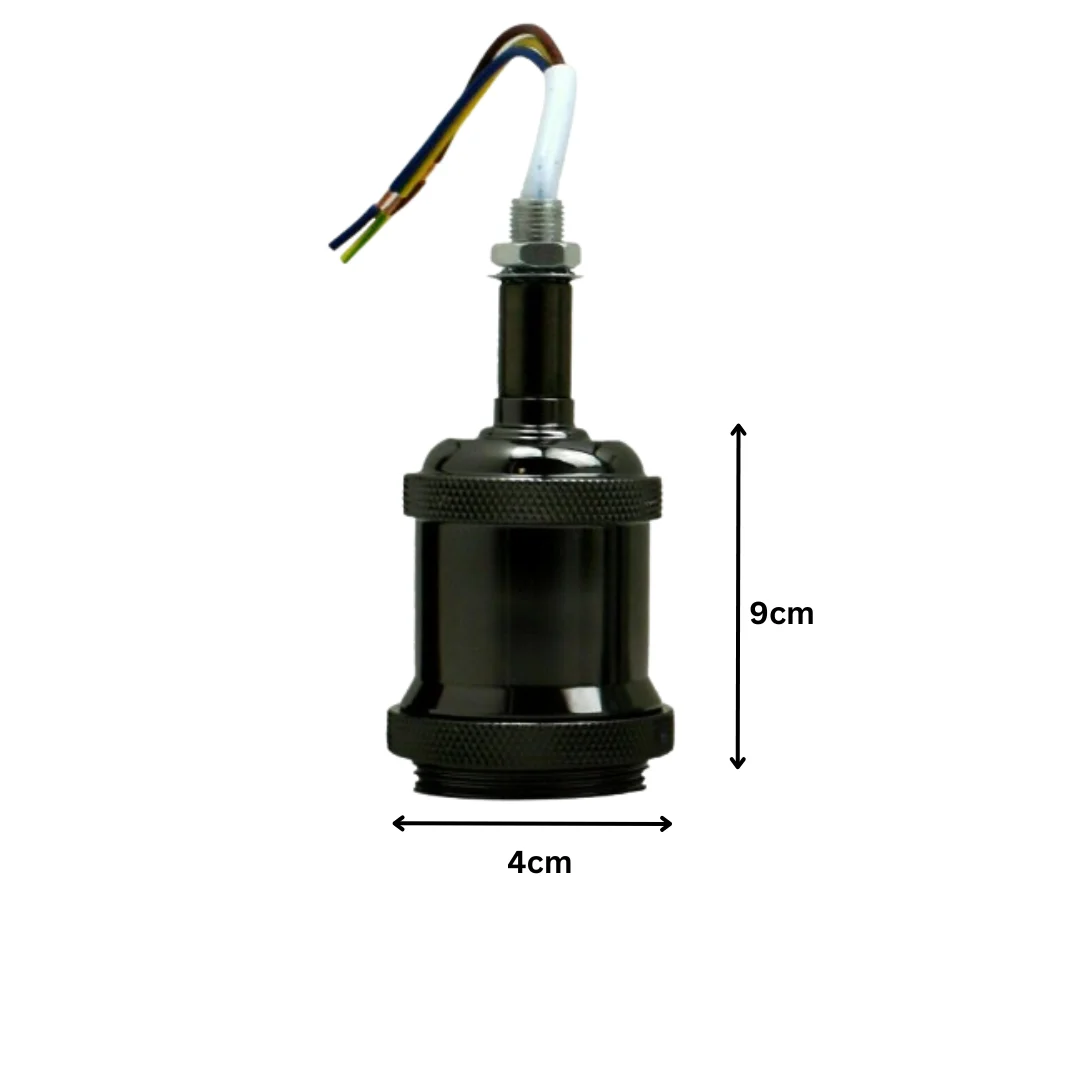 Vintage E27 metal lamp holder in brass, showing its rugged industrial style, metal lamp holder UK