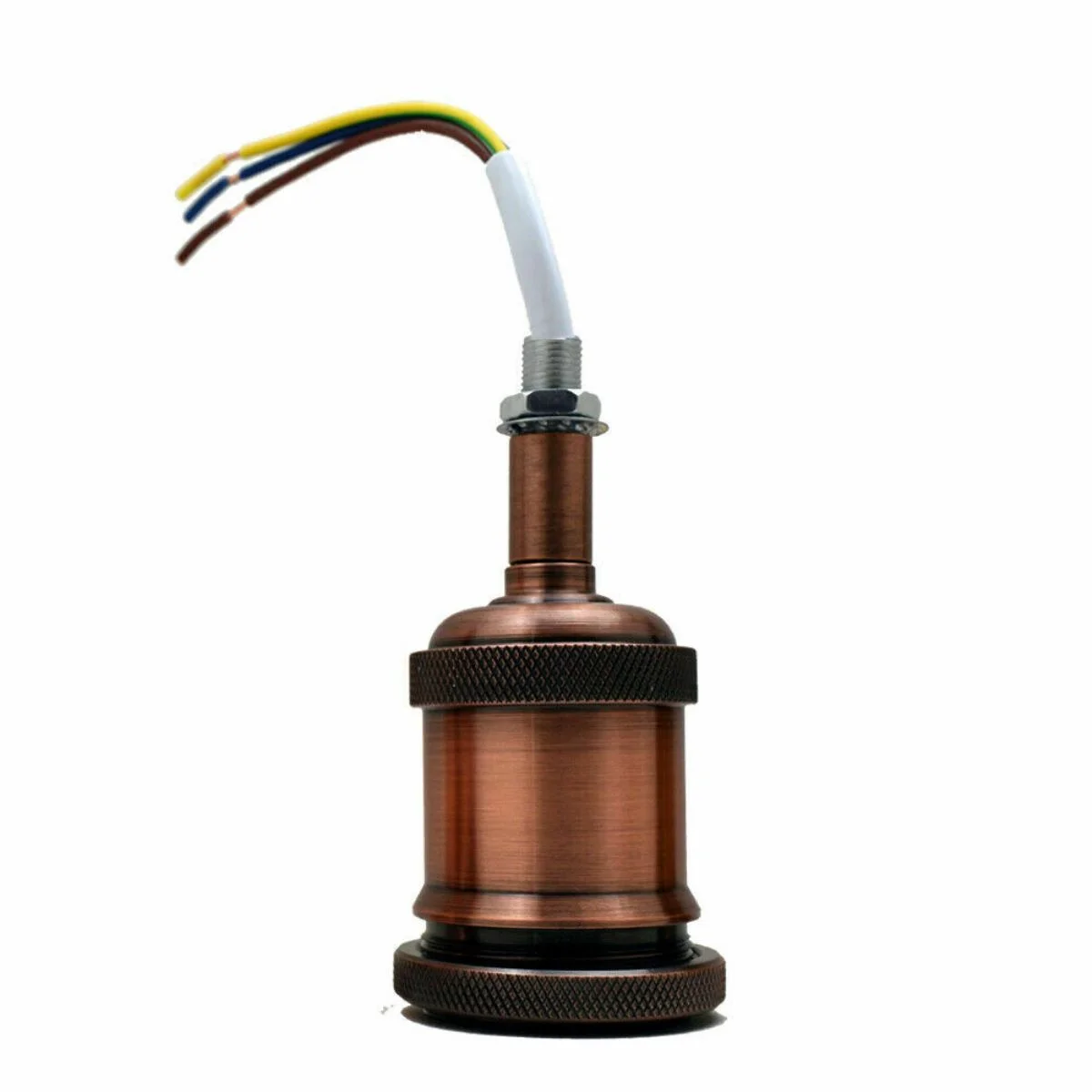 Vintage E27 lamp holder, metal frame, exposed bulb socket, industrial style.