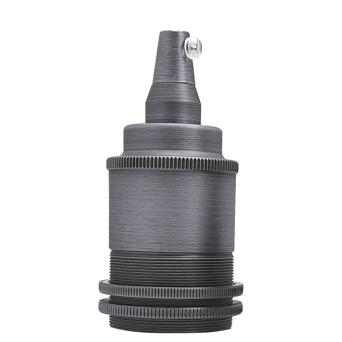 CE certified lamp holder with vintage metal housing and exposed E27 socket, ideal for retro lighting fixtures.