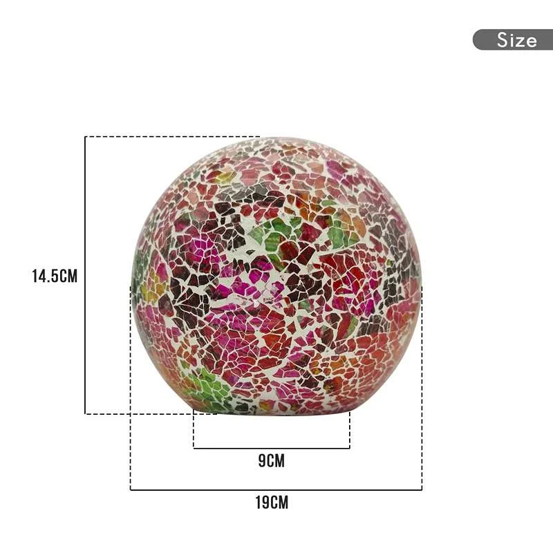 Handcrafted mosaic lamp globe shaped shade with colorful crackle glass and mosaic tiles in Moroccan style