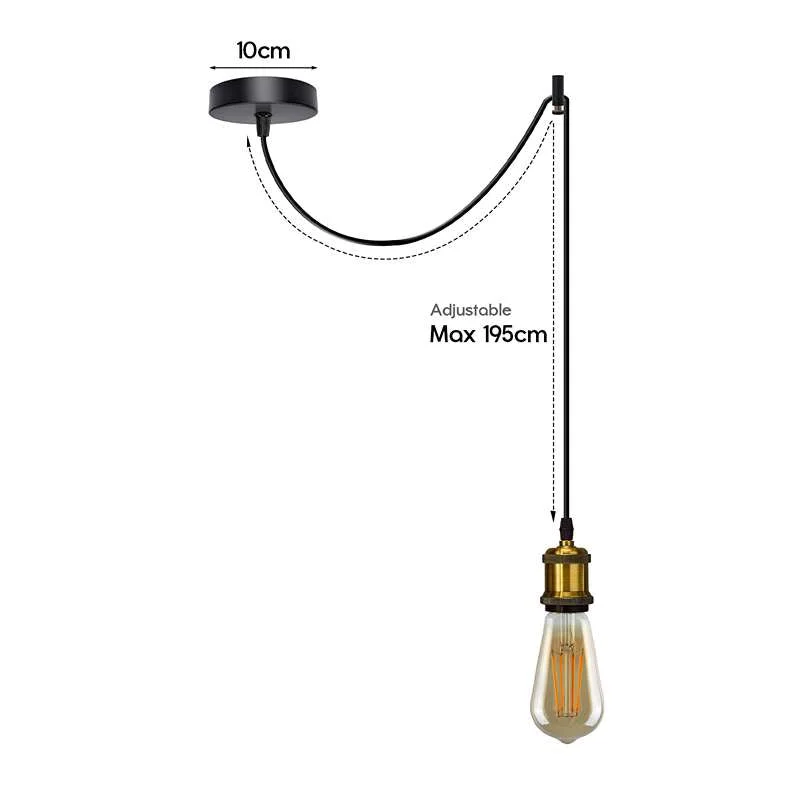 Yellow brass and PVC pendant ceiling light with 95cm cable, modern indoor decorative fixture