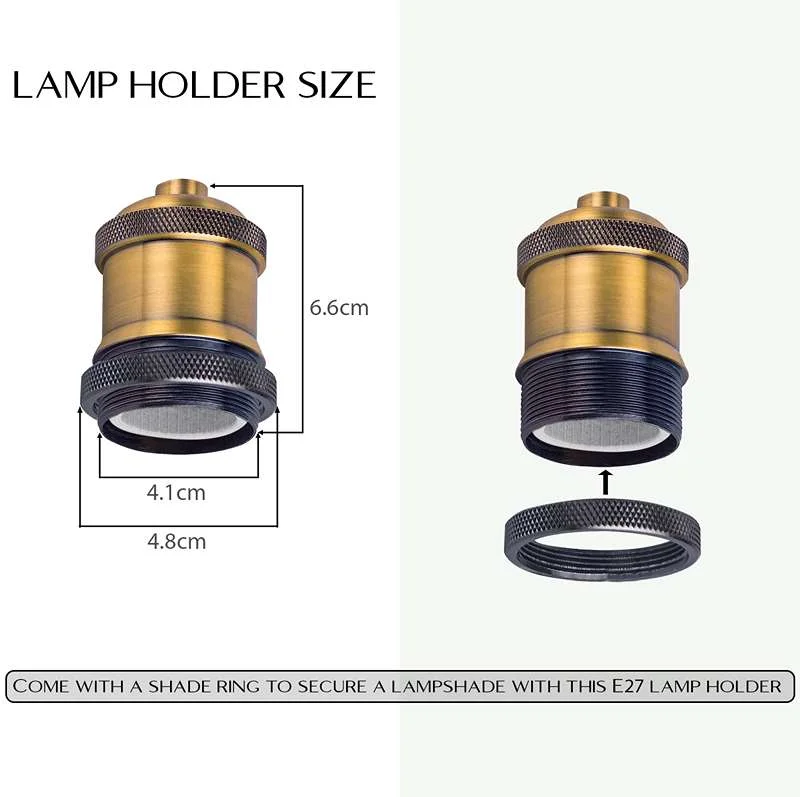 Retro vintage pendant lighting with yellow brass pendant holder, metal & PVC construction, 95 cm adjustable cable and dimmable E27 base.