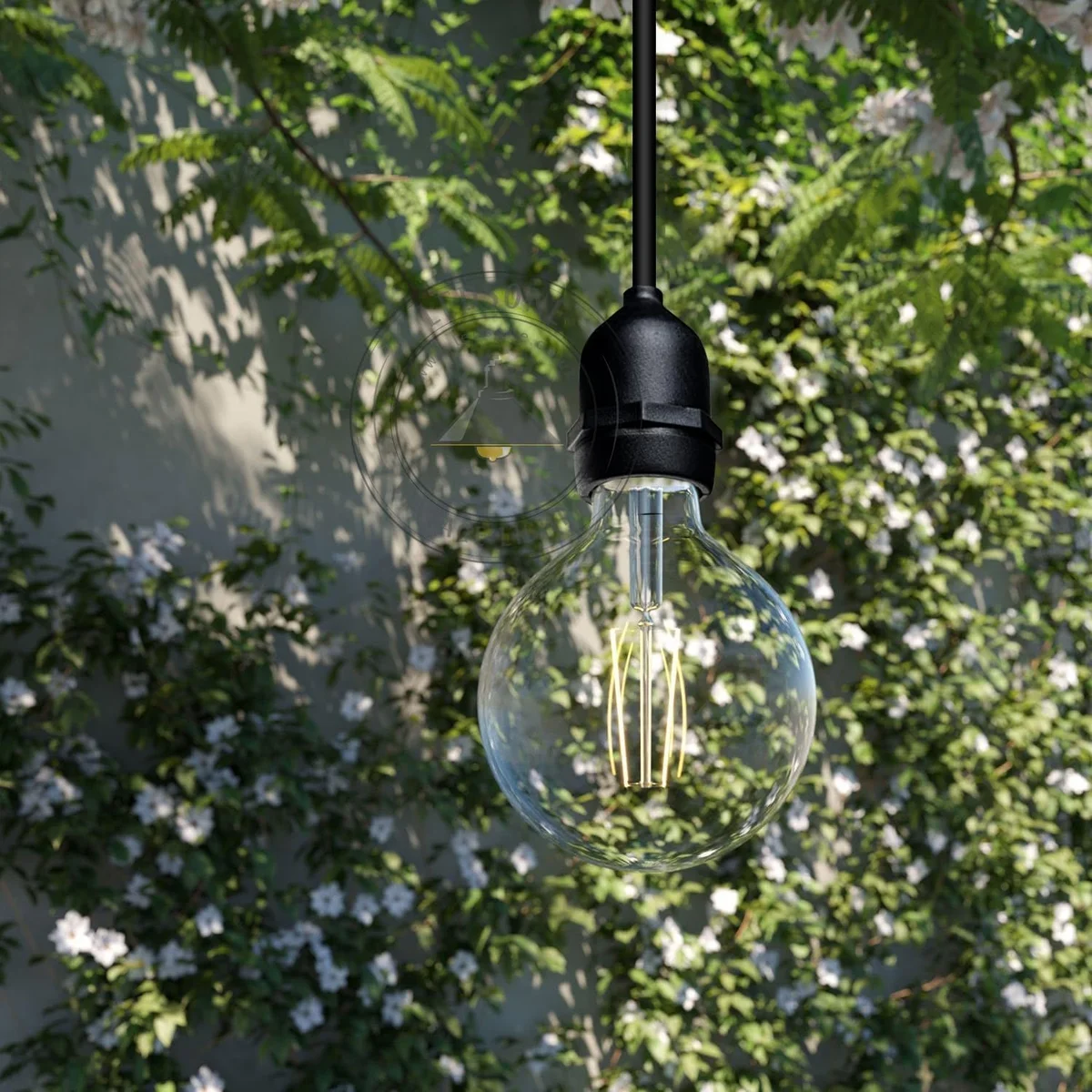 Modern black pendant light with E27 socket, 2m cable, IP65 waterproof rating – ideal outdoor pendant lighting