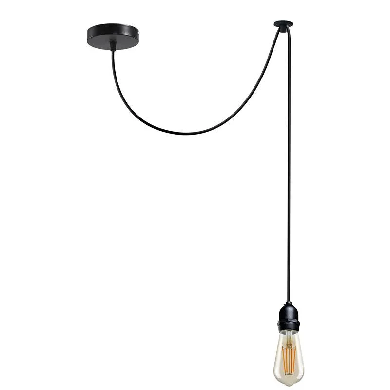 Black ceiling pendant with spider‑style E27 holder and 2m cable, modern vintage look