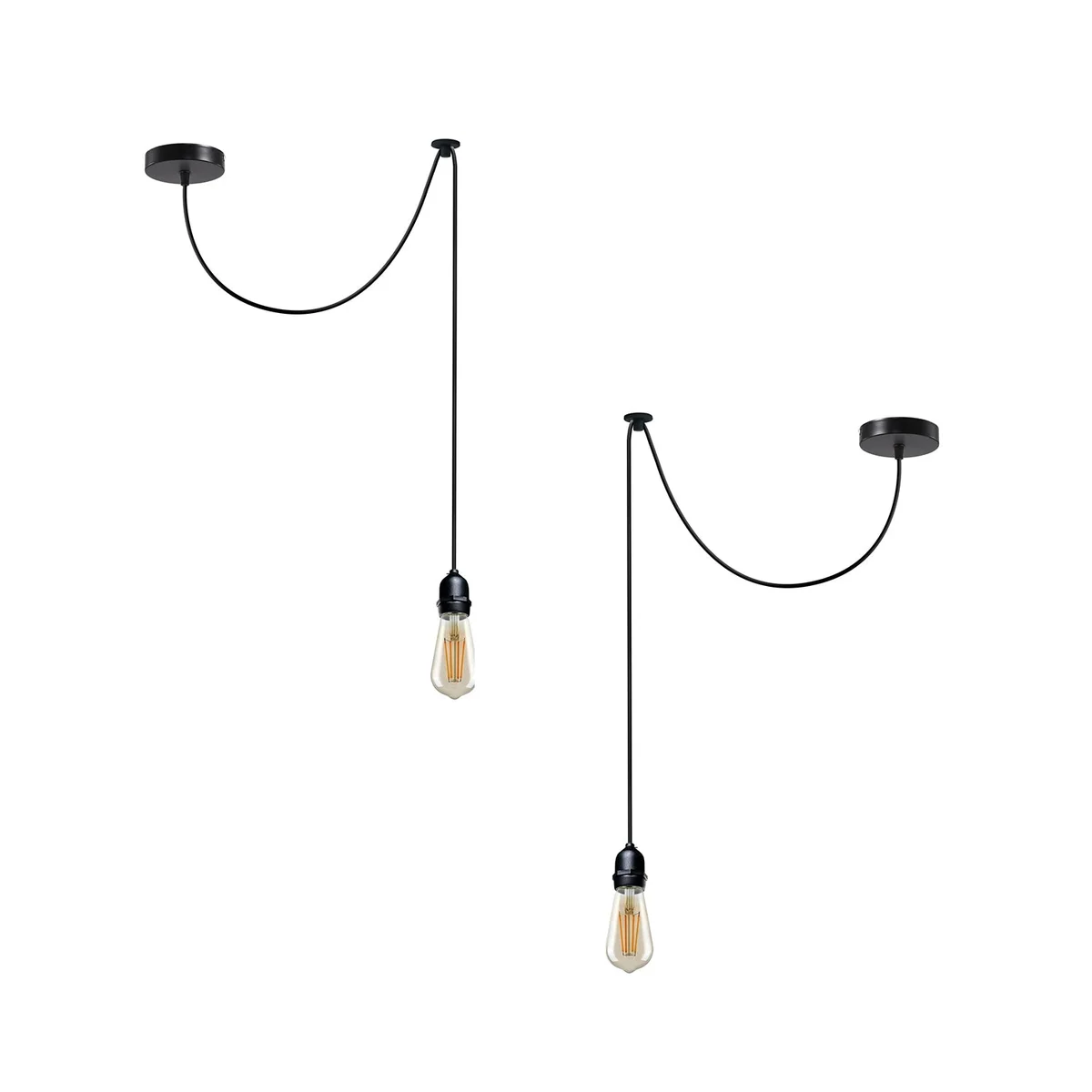 Black modern pendant light with spider‑like design, E27 pendant light socket and 2m cable for indoor/outdoor use