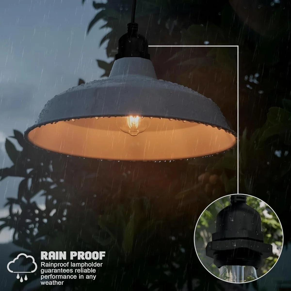 Black modern E27 pendant light holder with 1‑m PVC cable, plastic and copper construction.