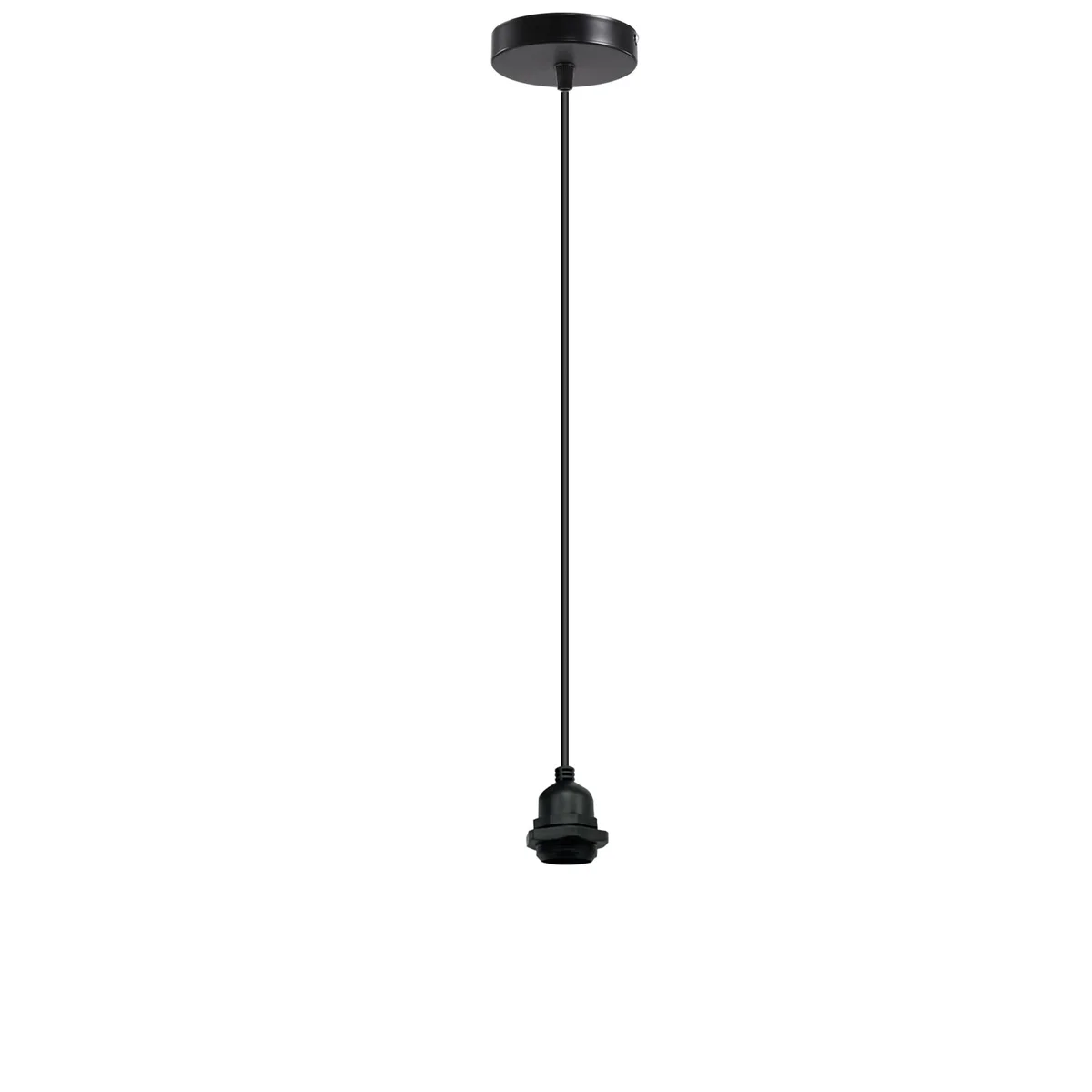 Black modern pendant light holder with a single E27 socket, 1m cable and 60W rating