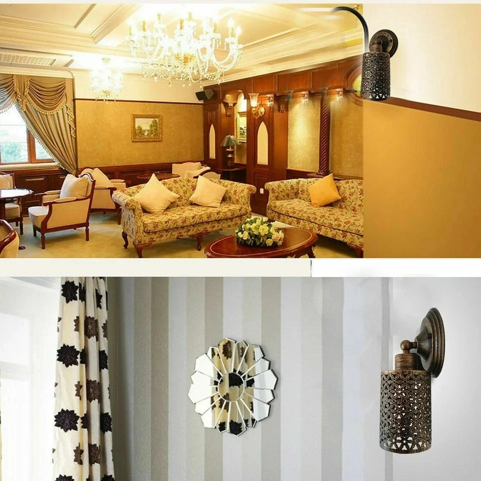 Black iron wall sconce with metal cage, modern industrial style, includes one lighting fixture – vintage wall sconces