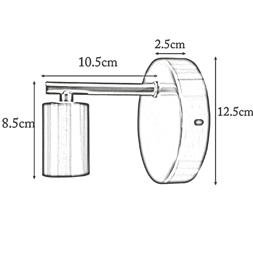 Vintage black metal indoor wall lighting fixture with round socket, dimmable, fitting living room or bedroom décor.