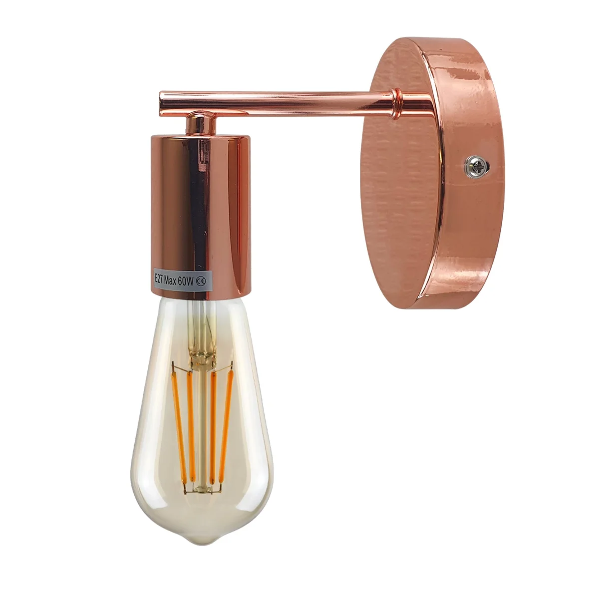 Metal wall light in a vintage wall lights style, black finish, wall-mounted with a holder for an E27 bulb