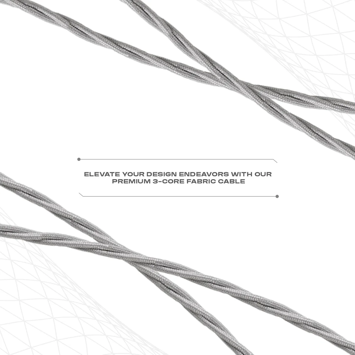 Gold vintage twisted fabric cable, 3-core braided cable, 1m length laid on a workbench.