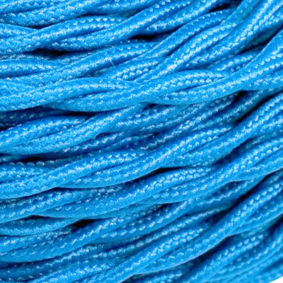 3 core twisted fabric cable in blue, 6 mm diameter, 240 V, copper and PVC, flexible for indoor rewiring lamps