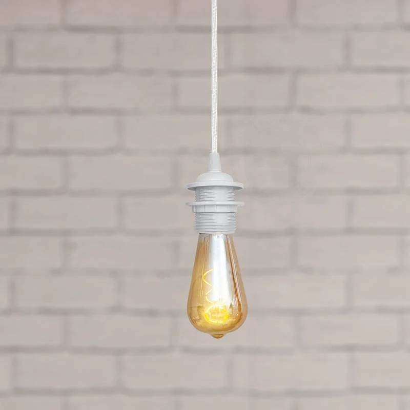 Retro black PVC E27 bulb holder with umbrella shape, 8 cm tall, 6 cm wide, ideal for vintage lighting.