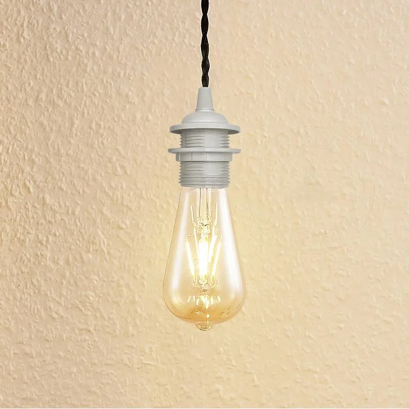 Retro vintage black and white E27 bulb holder with umbrella shape, PVC body, earth terminal in cap.