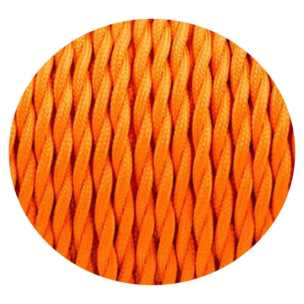 Orange 2‑core twisted fabric indoor lighting cable, PVC insulated and flexible, ideal for pendant lamps and DIY projects