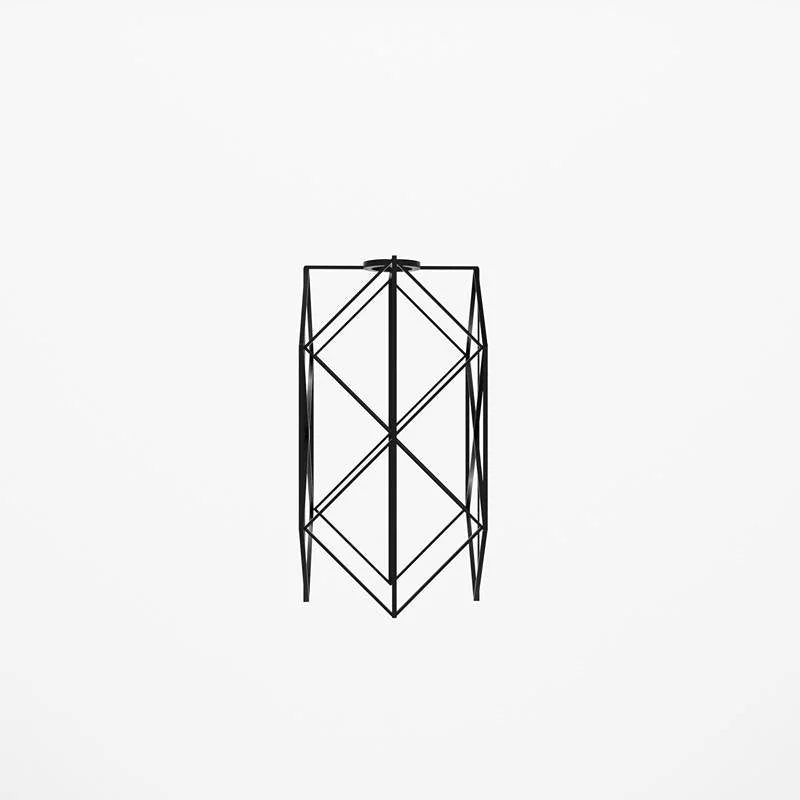 Black modern square lamp shade made of metal wire cage, 11.5 cm wide × 26 cm tall, includes reducer plate for easy fit lamp shade.