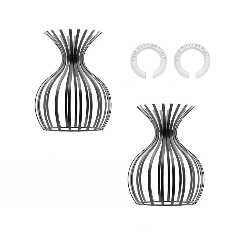 Black metal wire cage lampshade with modern industrial style, painted finish, ready for E27 bulb, protects light from damage