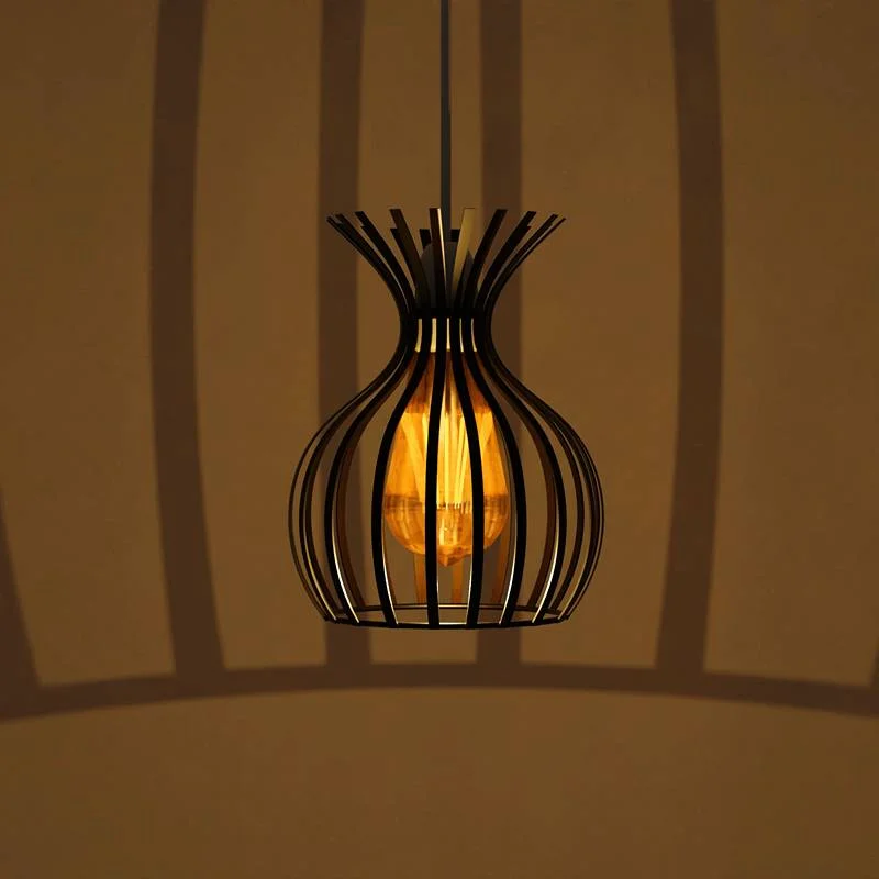 Black metal wire lampshade, modern industrial design, hanging ceiling, 15 cm width.
