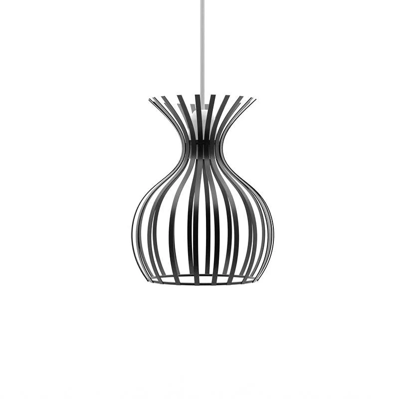 Black metal wire lampshade – modern, industrial vase shape with open centre, painted finish.