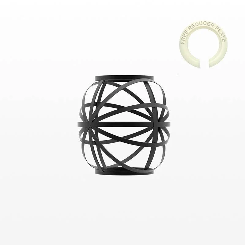 Black wire cage lampshade with sleek vase shape, metal wire frame and glossy black finish