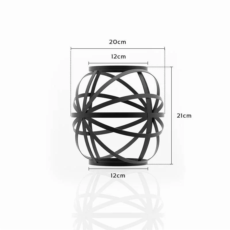 Black metal wire cage vase shape lamp shade, industrial modern style.