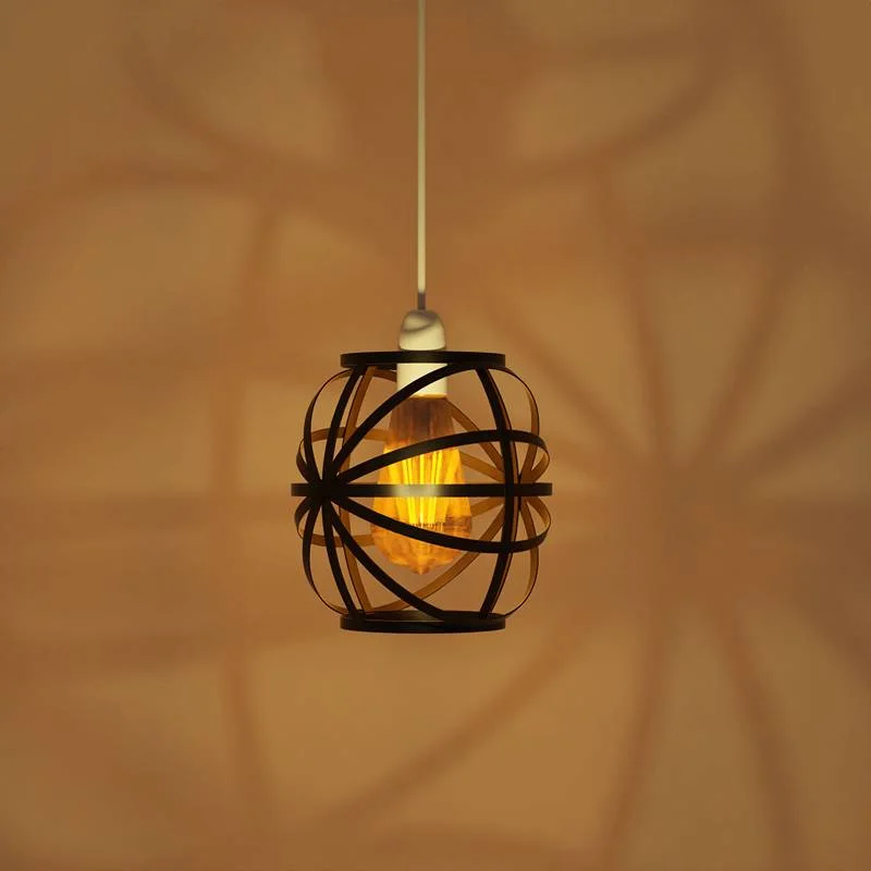 Modern metal lampshade with black painted wire cage in elegant vase shape, 20cm wide, 21cm tall