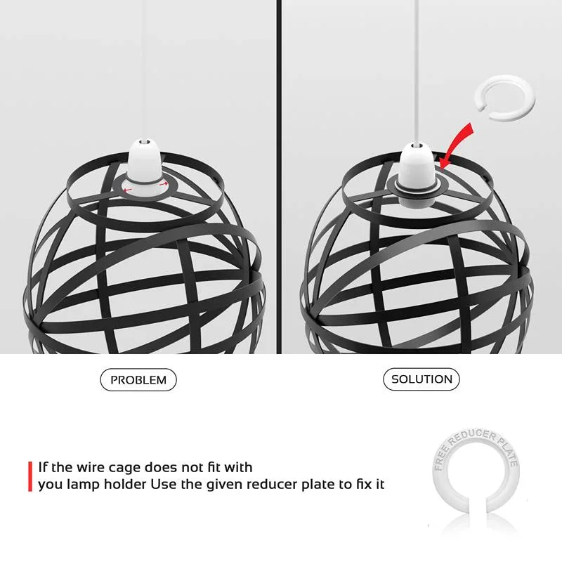 Black lace‑wire modern metal lampshade in elegant vase shape, suitable for pendant, table or floor lights.