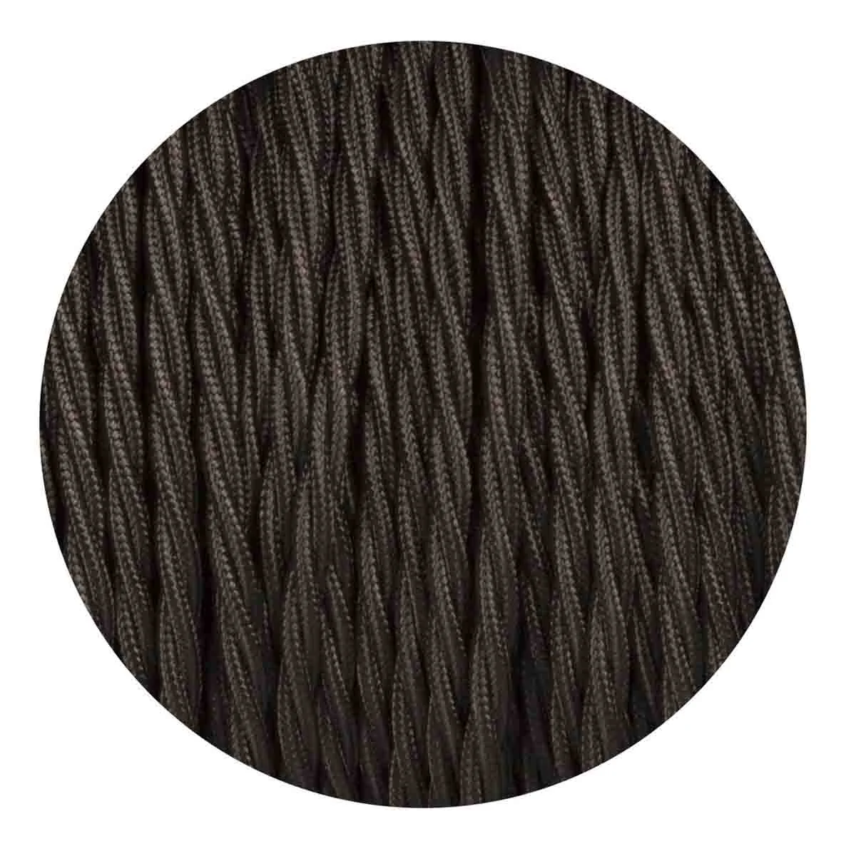 Black fabric braided cable, 2-core twisted electrical cable with cold PVC insulation, braided for safety, 5mm diameter