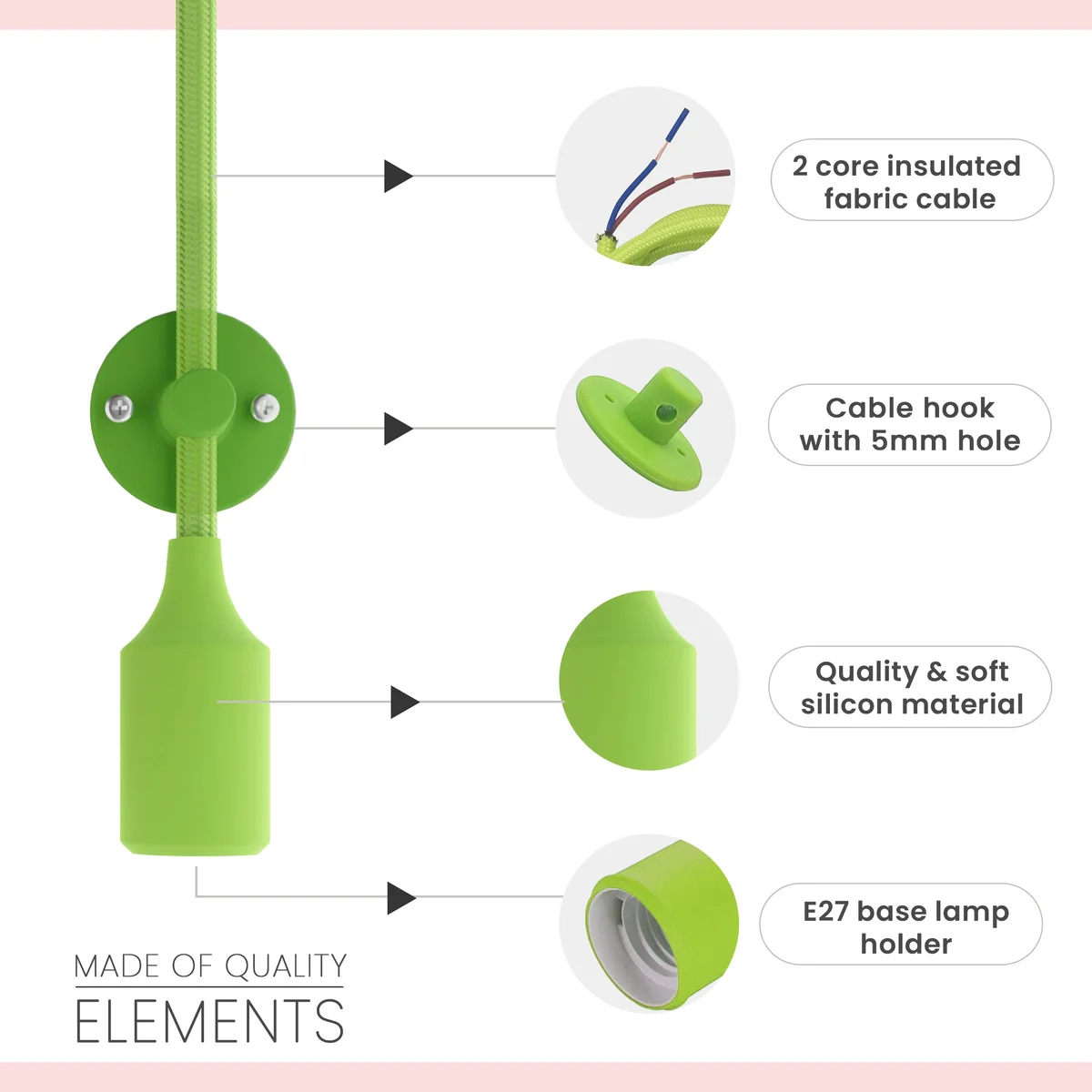 dimmable ceiling light – elegant single‑spider pendant with fabric cable, metal holder, adjustable length, vintage style.