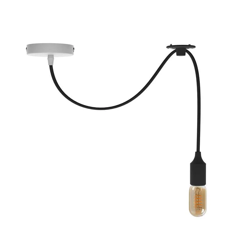 adjustable pendant light with fabric cable, metal holder, E27 socket, sleek vintage style