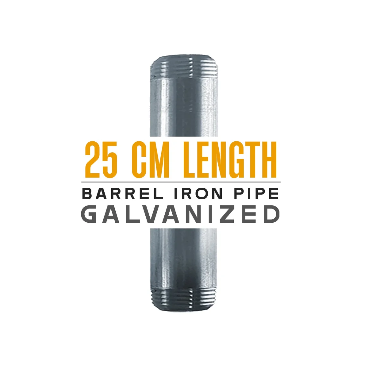 25 cm stacked galvanized iron 3/4 inch threaded pipe in original packaging