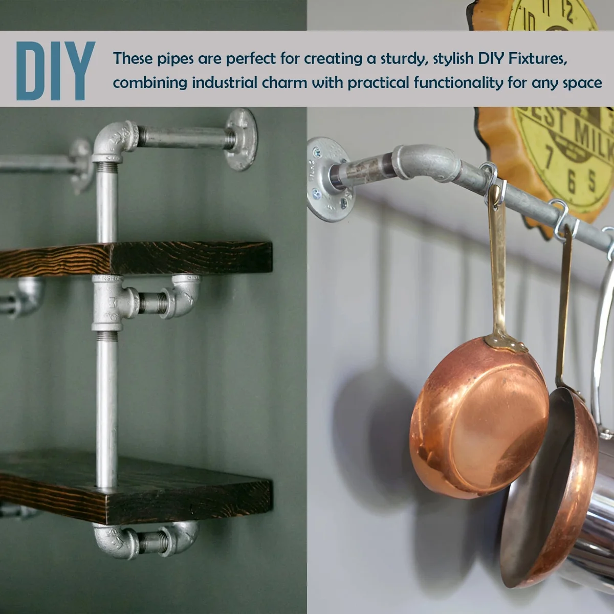 Handful of glossy galvanized iron pipe fittings, 3/4 inch threaded ends, with screw detail