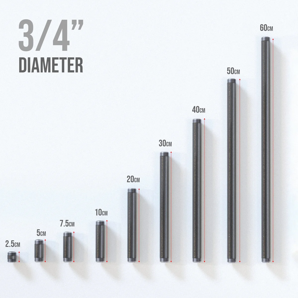 Vintage pipe lamp fitting: ¾-inch galvanized cast iron barrel with screw connection, styled for lamp fixtures.