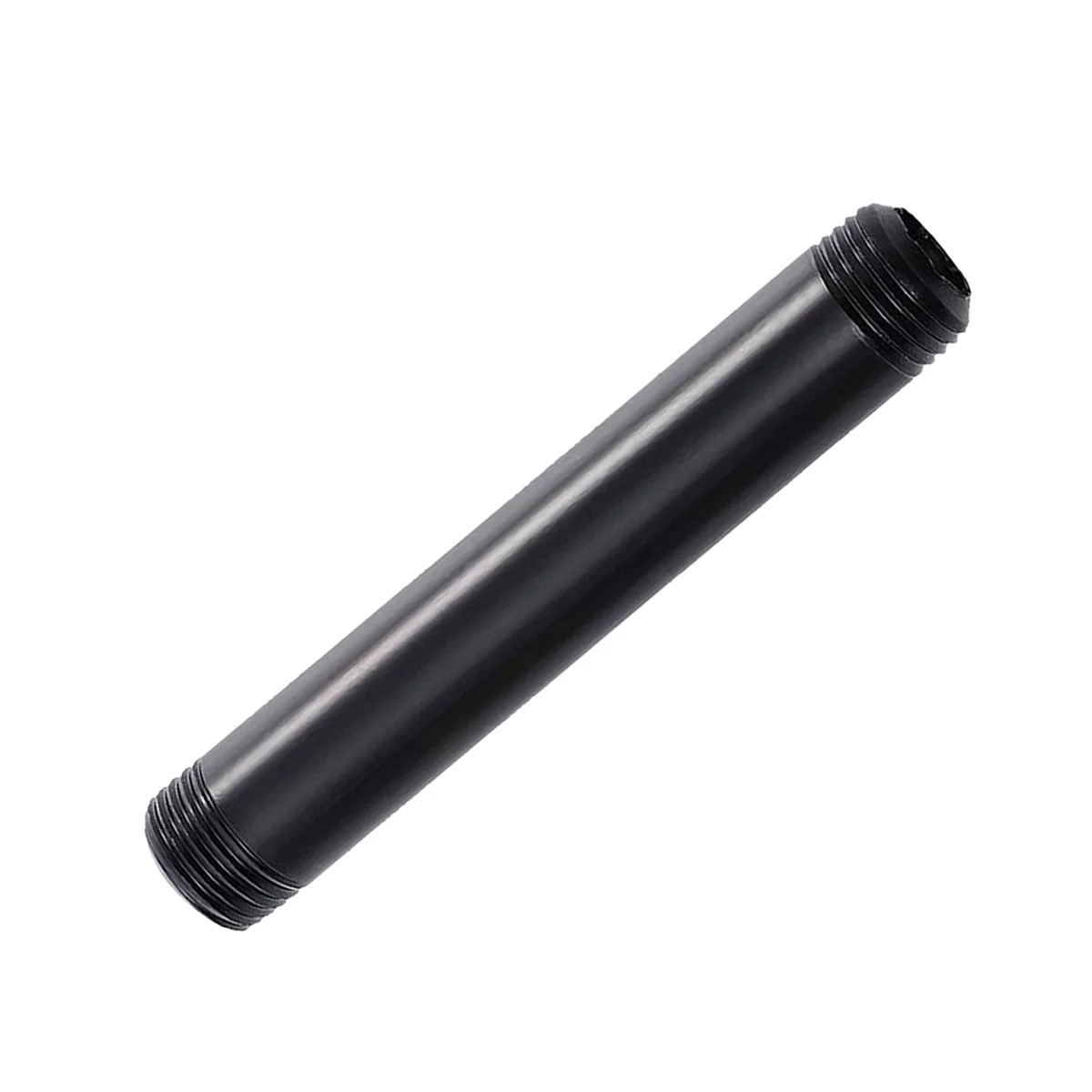 40cm black iron pipe fitting with 3/4 inch NPT threads, pre‑threaded, for plumbing and DIY projects.