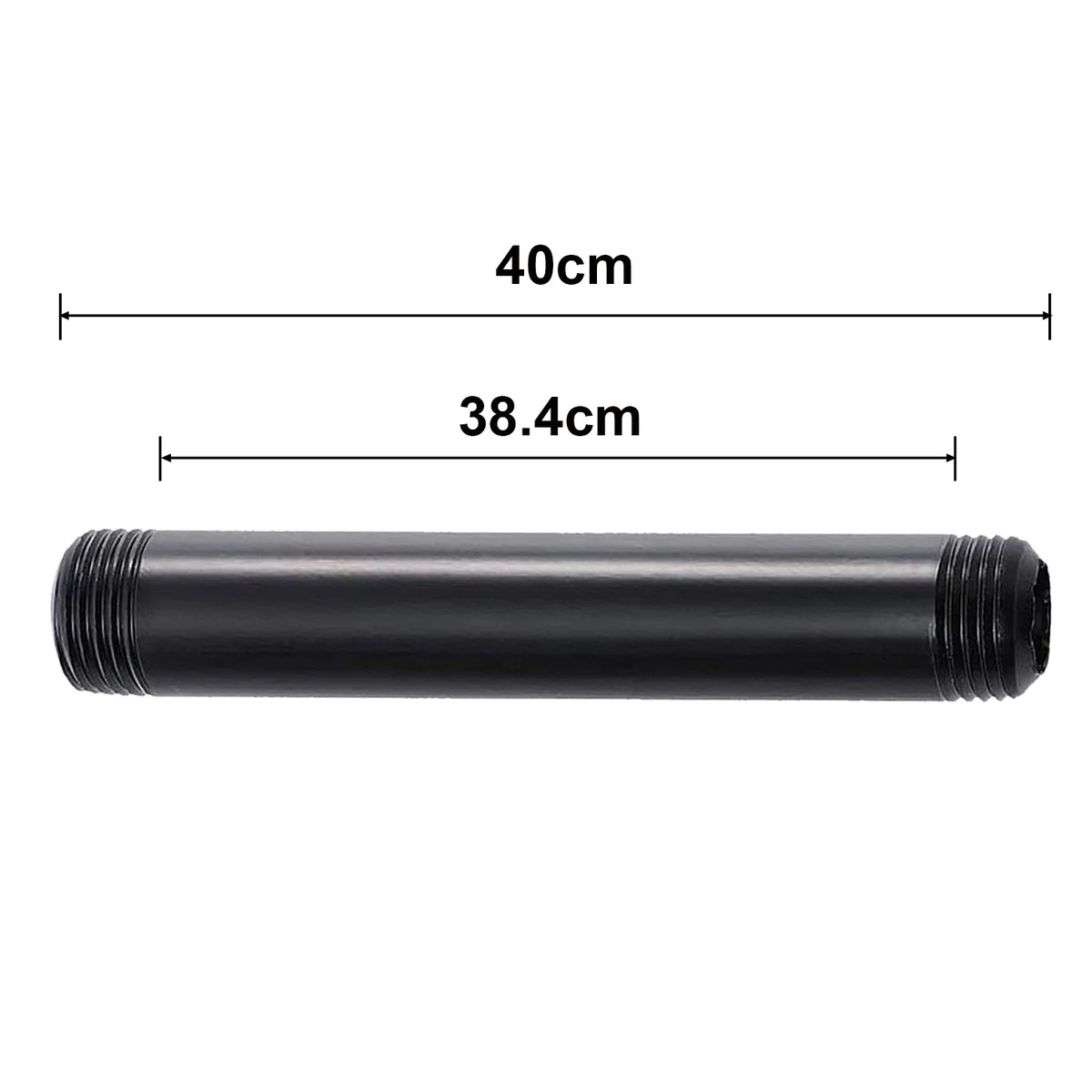 Black steel pipe fittings, 3/4 inch NPT threaded 40 cm length, pre‑threaded ends, suitable for DIY and industrial use