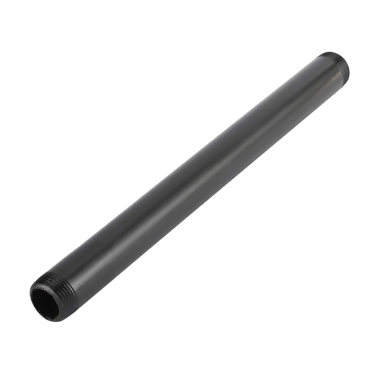 50cm galvanized iron pipe fitting with 3/4-inch NPT threads, metallic black steel, rugged industrial look.