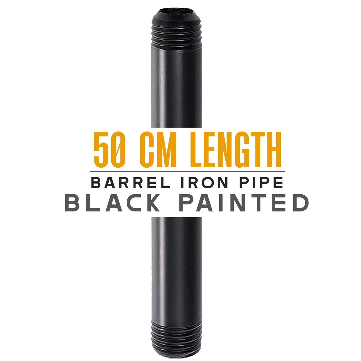 50cm galvanized iron industrial pipe fitting with 3-4 inch NPT threads, black steel body, rugged look