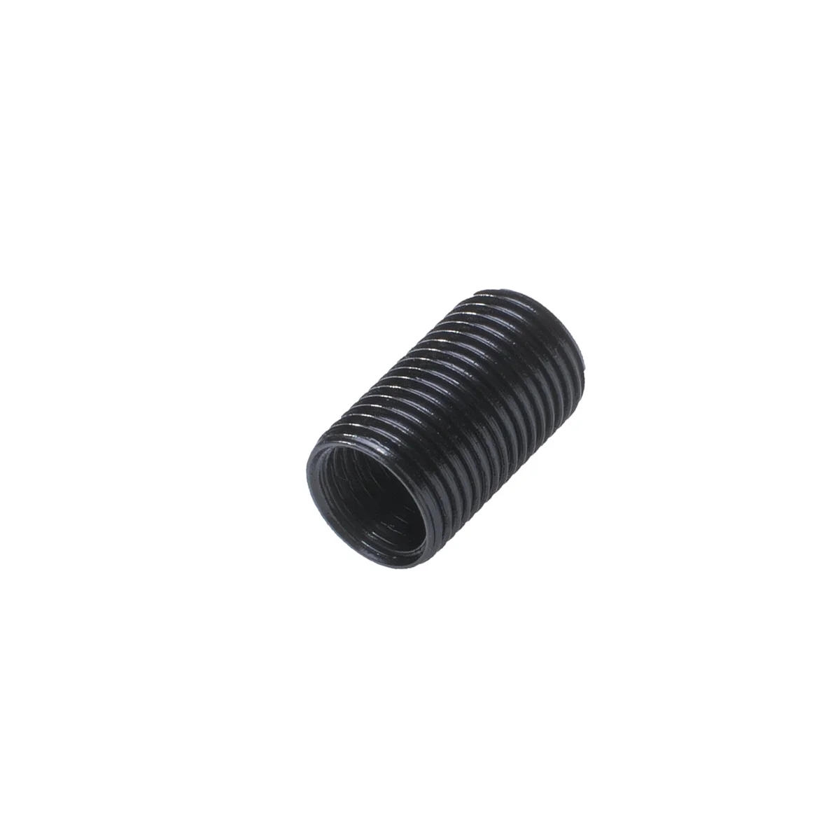 2.5cm BSP pipe fitting: short black iron threaded nipple with male ends, ready for light fittings