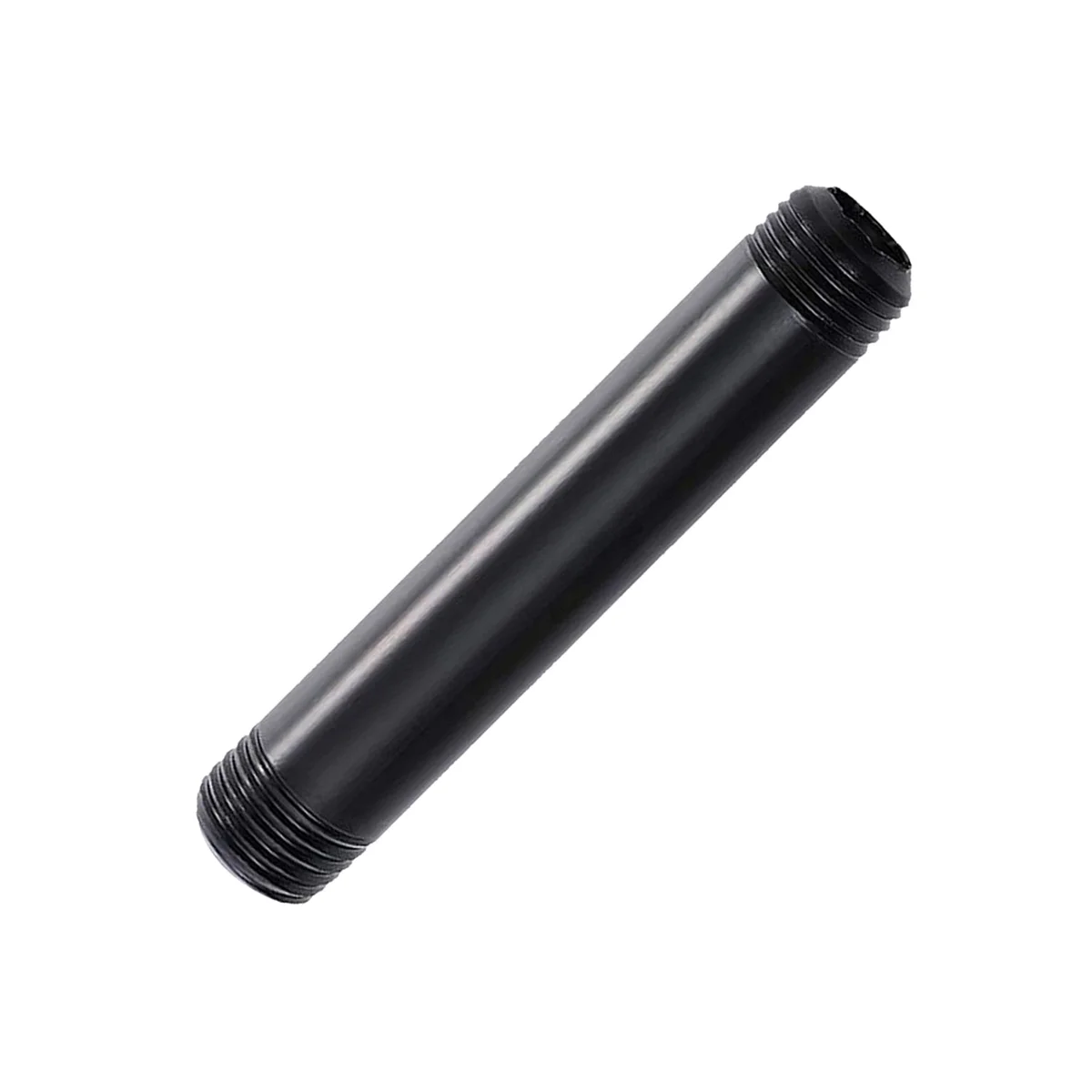30cm black steel iron threaded pipe with 3/4-inch NPT threads, ready for plumbing or DIY projects.