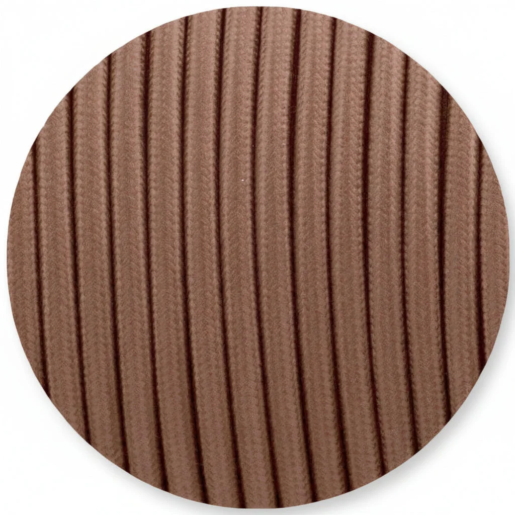Brown round fabric 2‑core cable – indoor pendant light cable, 1m length