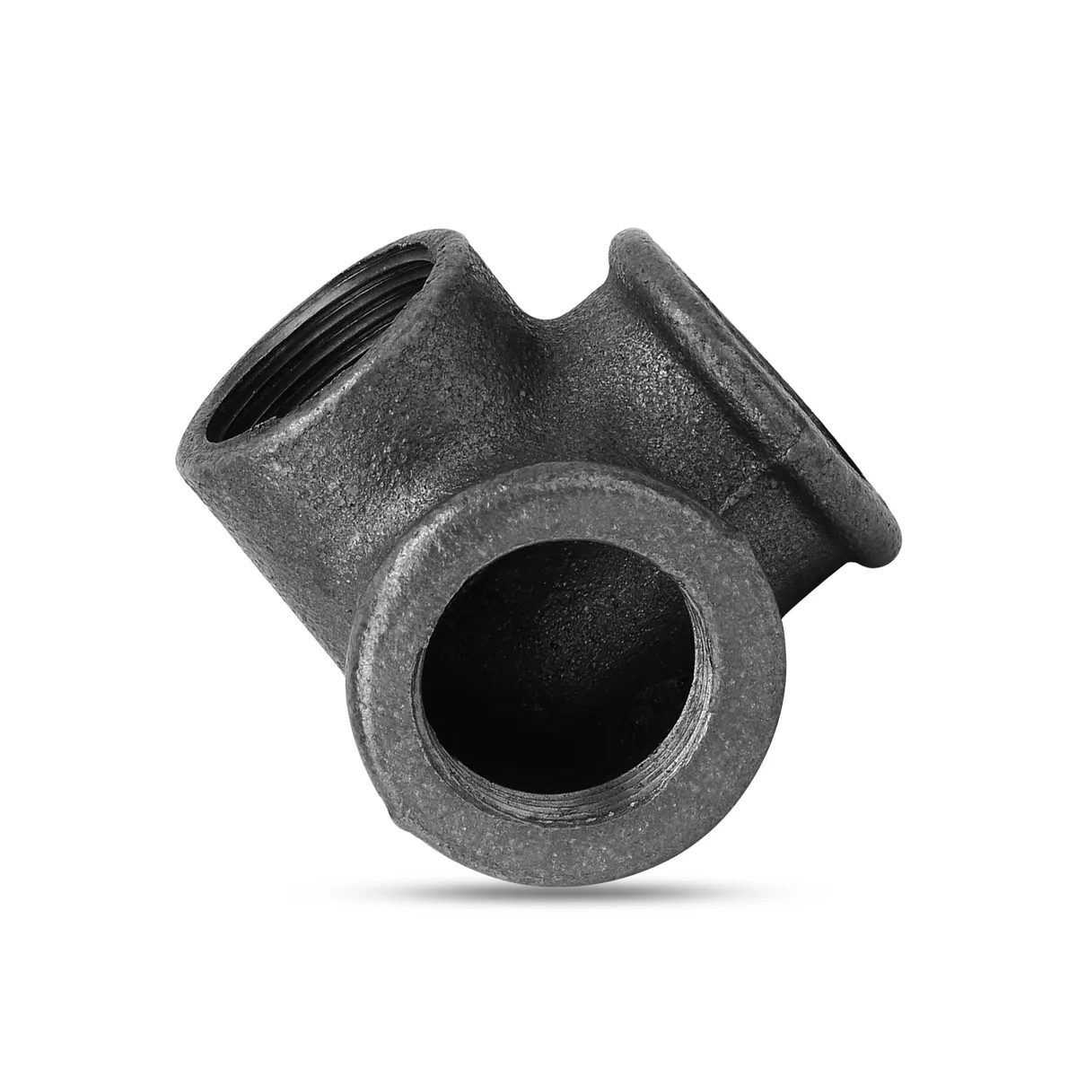 4-piece 3-way corner pipe fitting in malleable iron, 3/4" diameter, industrial style for DIY lighting and furniture