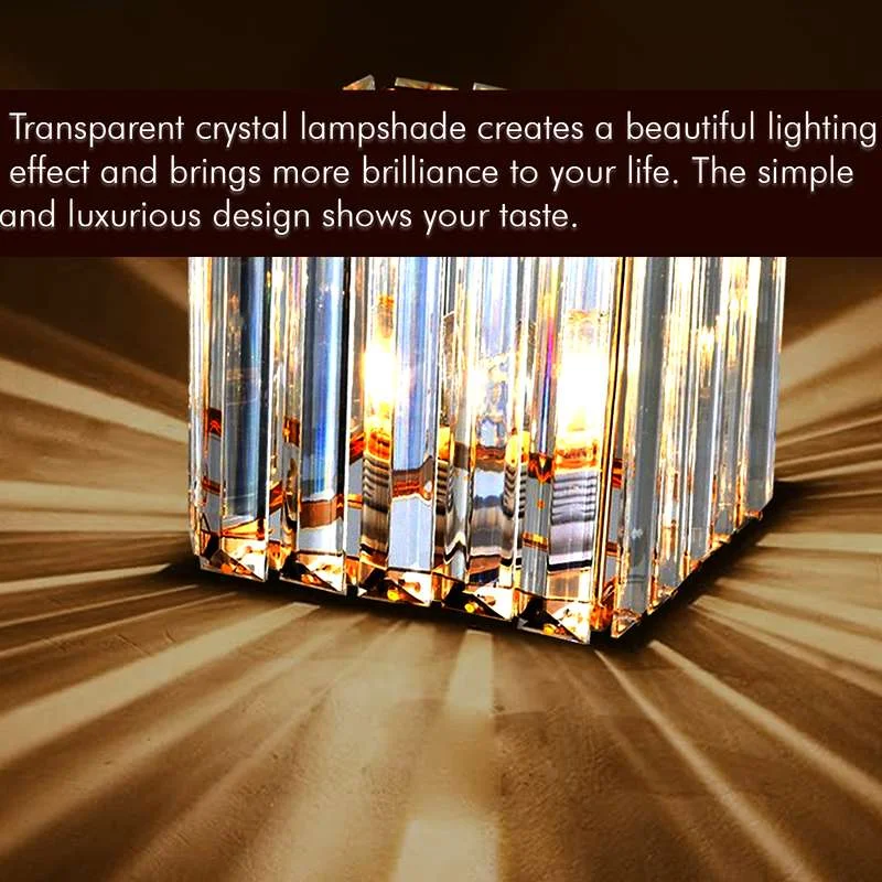 Square crystal pendant light featuring faceted glass crystals hanging from a chrome frame, ready to install above a table.